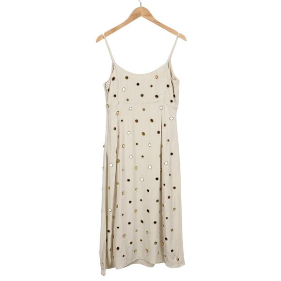 J.Crew Collection Slip Dress Mirror Embellishments Gold Sea Sand Size 10 NWT - Picture 10 of 11